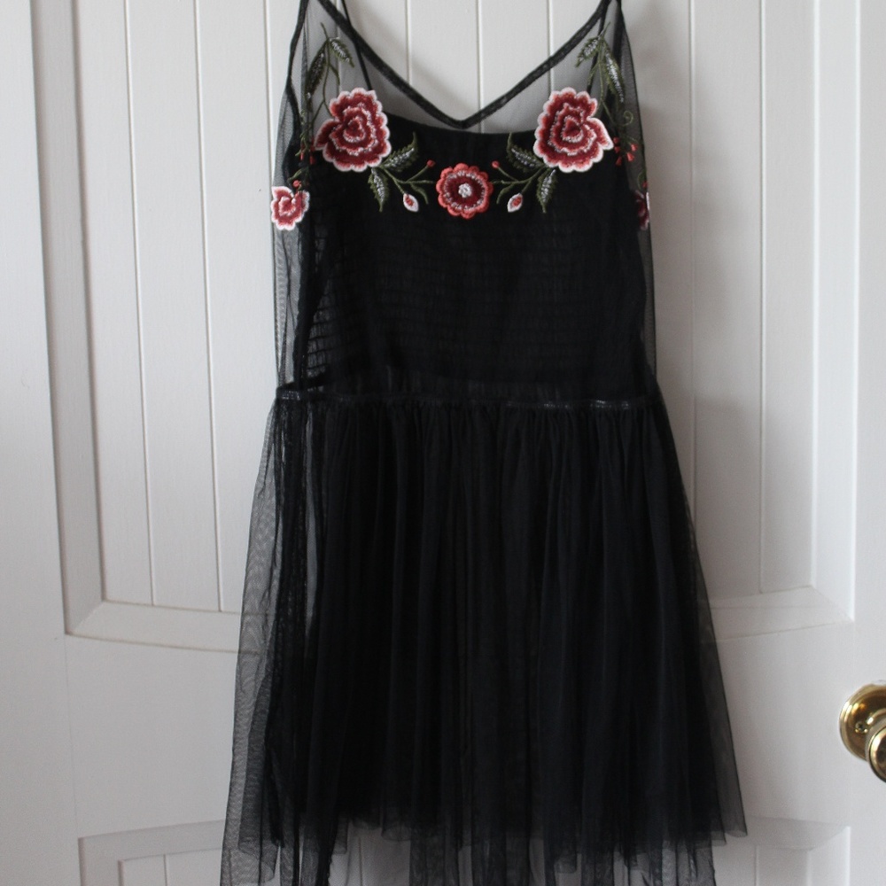 Black Floral Mesh Dress